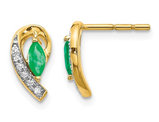 1/3 Carat (ctw) Natural Green Emerald Earrings in 14K Yellow Gold